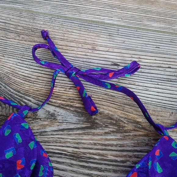 Vintage Silky Patterned Colorful VS Nightie Lingerie Flowy Mini Dress - Picture 15 of 16